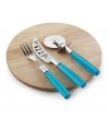 Pizza set with metal cutlery and plastic handles