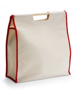 Shopping bag with wooden handles